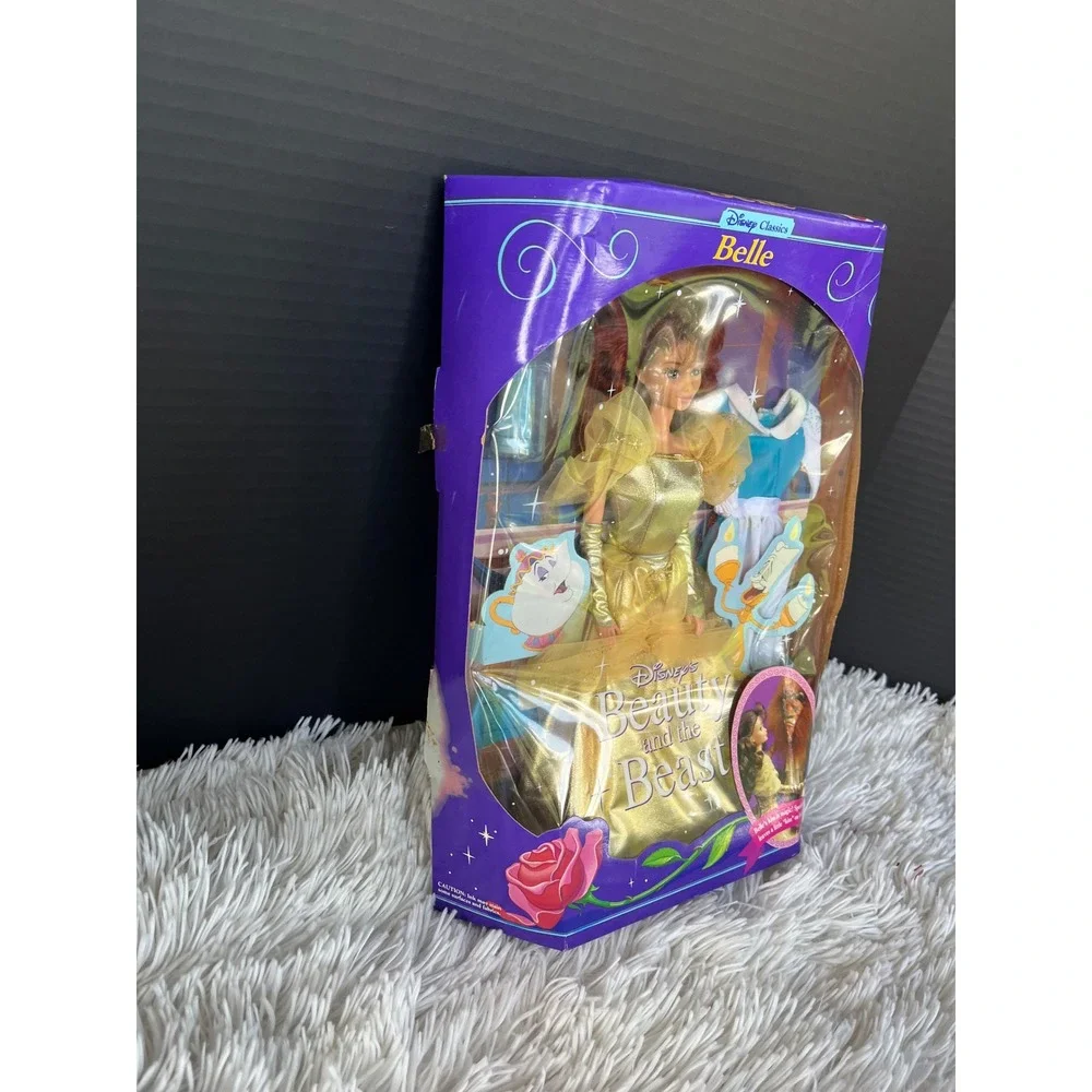 Vintage 1991 Disney Beauty and the Beast Belle Doll Mattel 2433 Gold Gown NIB